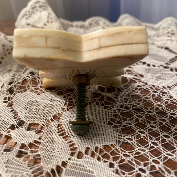 Anthropologie Decorative Drawer Handle Pull antiqued ivory and red - Picture 3 of 5